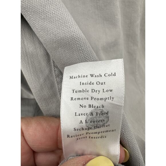 Frank & Eileen Gray Barry Button Front Fitted Shirt distressed hem Size Large - Picture 5 of 5